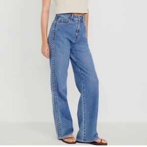 Old Navy Sky-high rise wide leg braided jeans size 4
